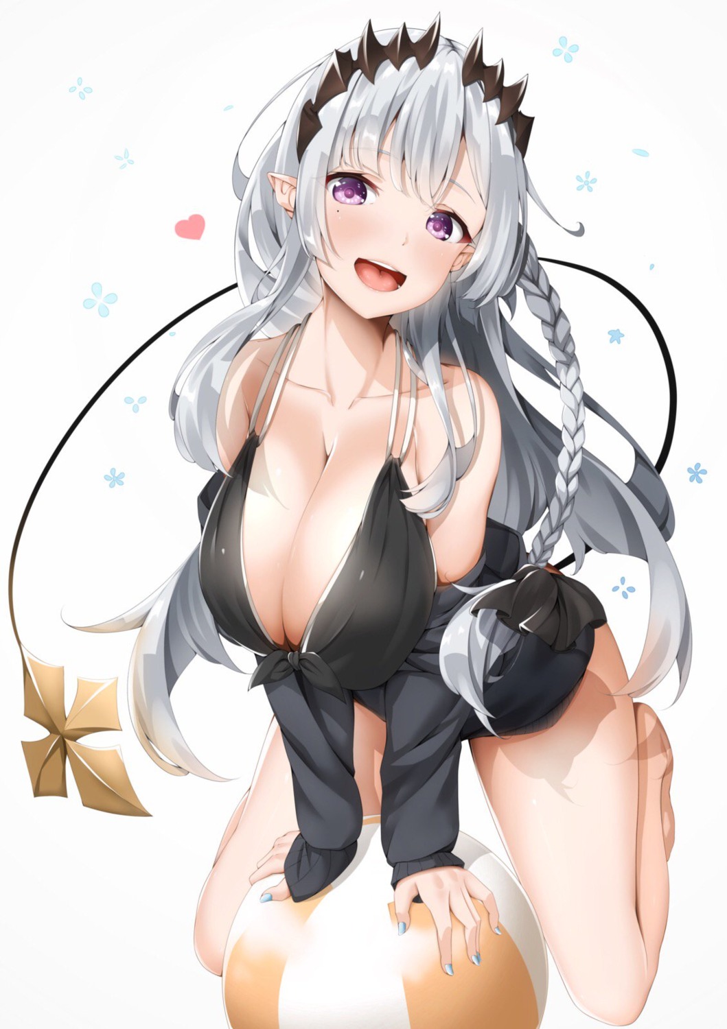 aoi_gorilla, bikini_top, cleavage, honey_strap, nanashi_inc., open_shirt, pointy_ears, sougetsu_eli, swimsuits, tail