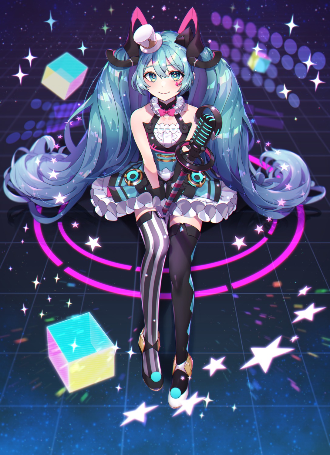 animal_ears, dress, hatsune_miku, magical_mirai, nekomimi, peta_(snc7), thighhighs, vocaloid