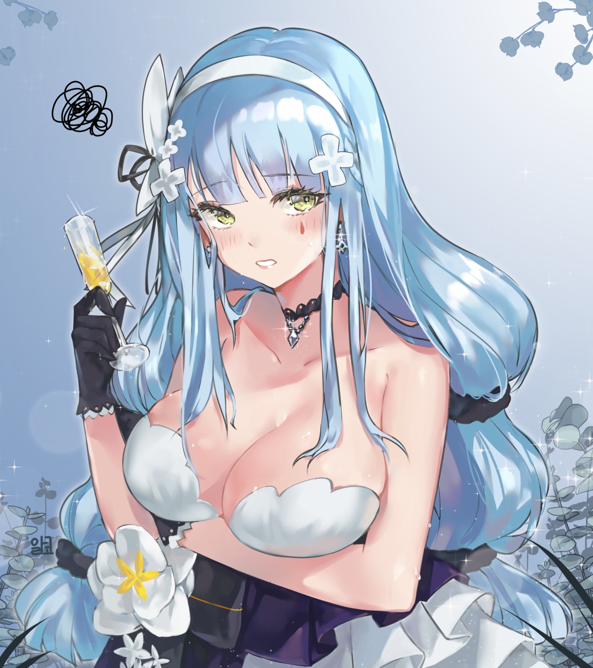alraco, breast_hold, dress, girls_frontline, hk416_(girls_frontline)