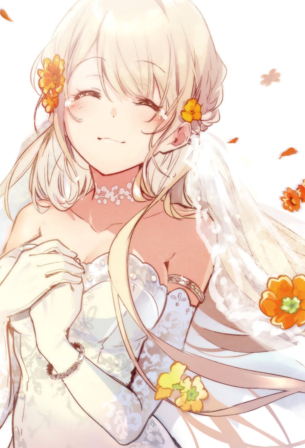 breast_hold, cleavage, dress, latina, tagme, uchi_no_musume_no_tame_naraba_ore_wa_moshikashitara_maou_mo_taoseru_kamo_shirenai., wedding_dress