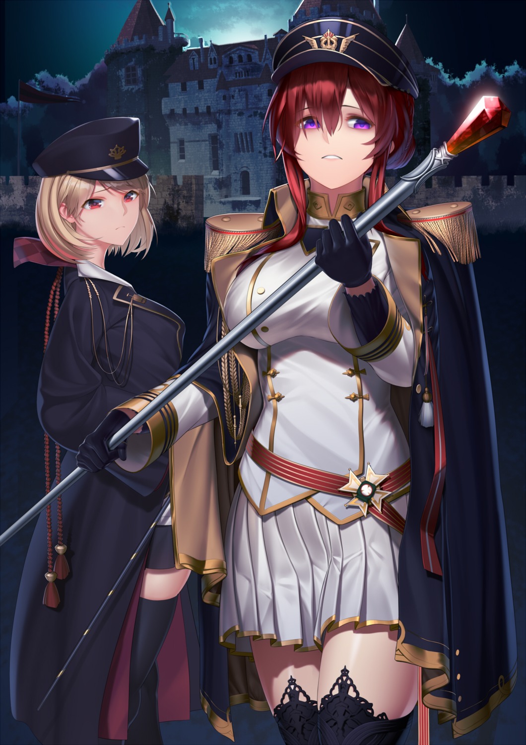azur_lane, baiyin, monarch_(azur_lane), prince_of_wales_(azur_lane), thighhighs, uniform, weapon