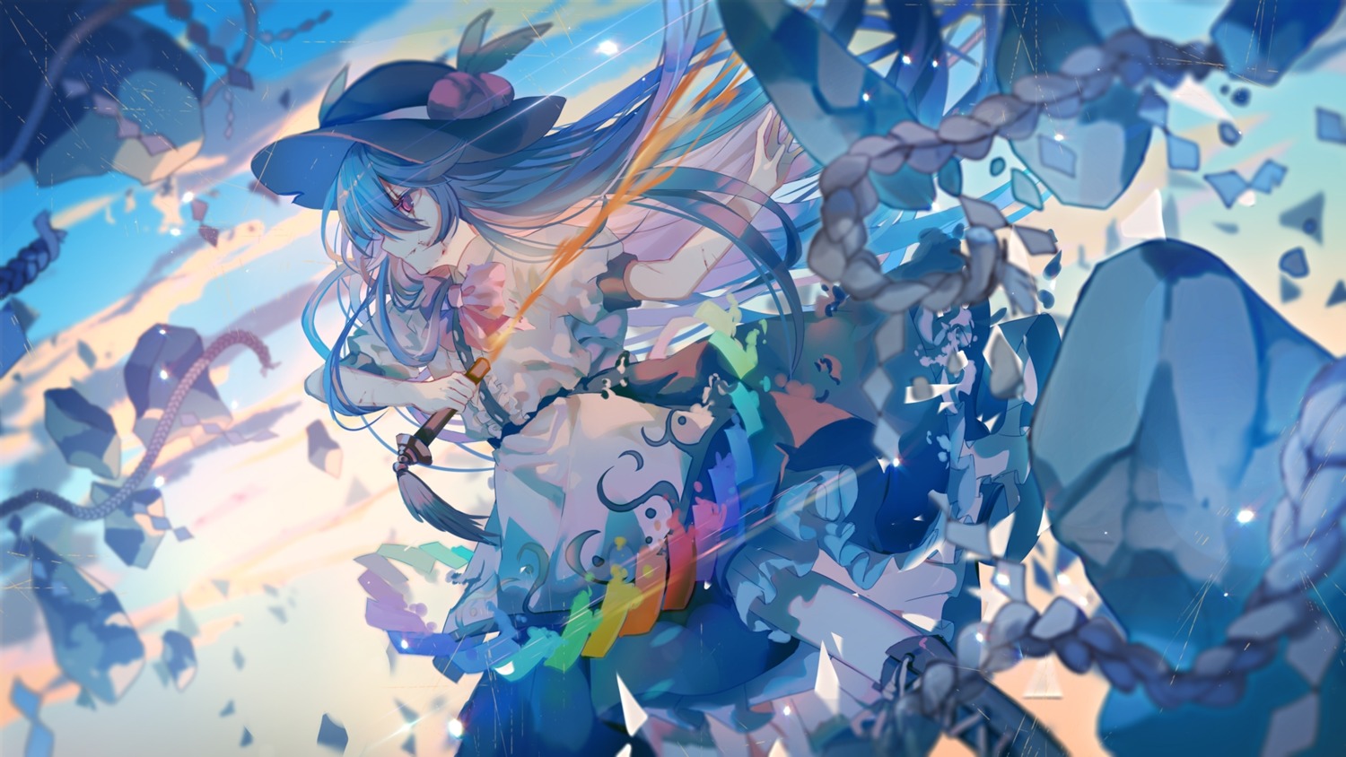 dress, hinanawi_tenshi, touhou, weapon, yasato