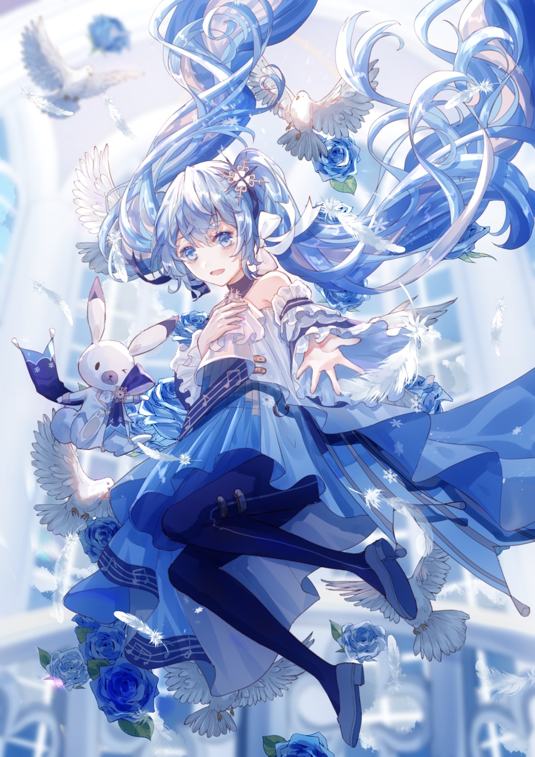 breast_hold, dress, hatsune_miku, heels, pantyhose, skirt_lift, teatix, vocaloid