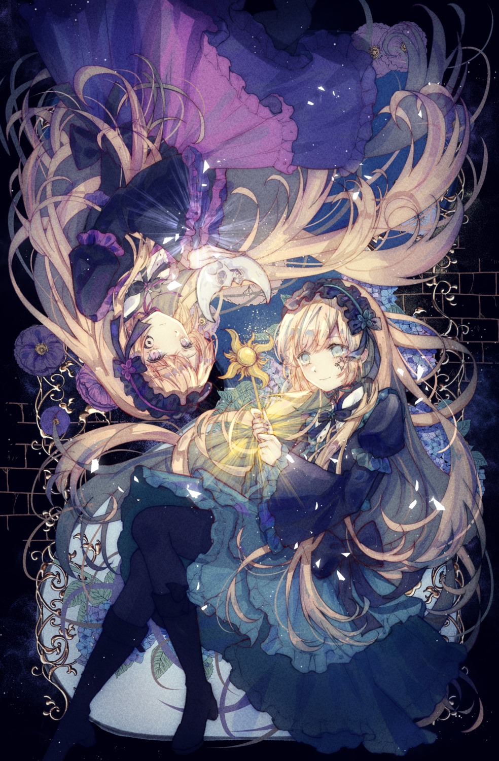 dress, gothic_lolita, heels, hortense, lolita_fashion, pantyhose, skirt_lift, sound_horizon