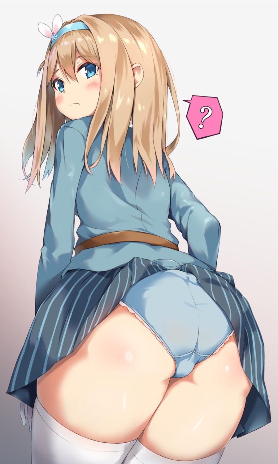 ass, bushinofuji, girls_frontline, pantsu, skirt_lift, suomi_kp31_(girls_frontline), thighhighs, wardrobe_malfunction