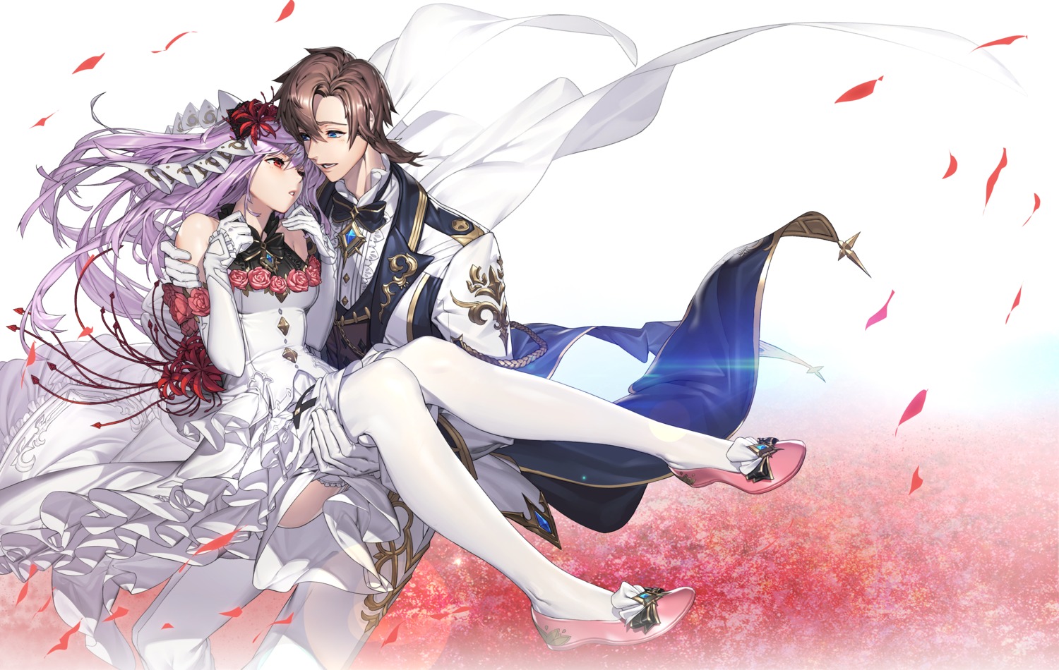 dress, jane_(king's_raid), jukebox_(hsy7582), king's_raid, theo_(king's_raid), thighhighs, wedding_dress