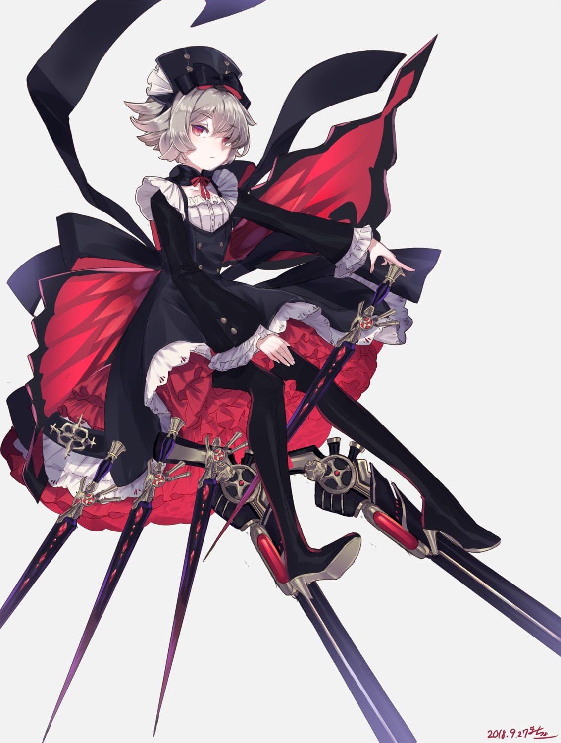 dress, heels, macchoko, pantyhose, sword