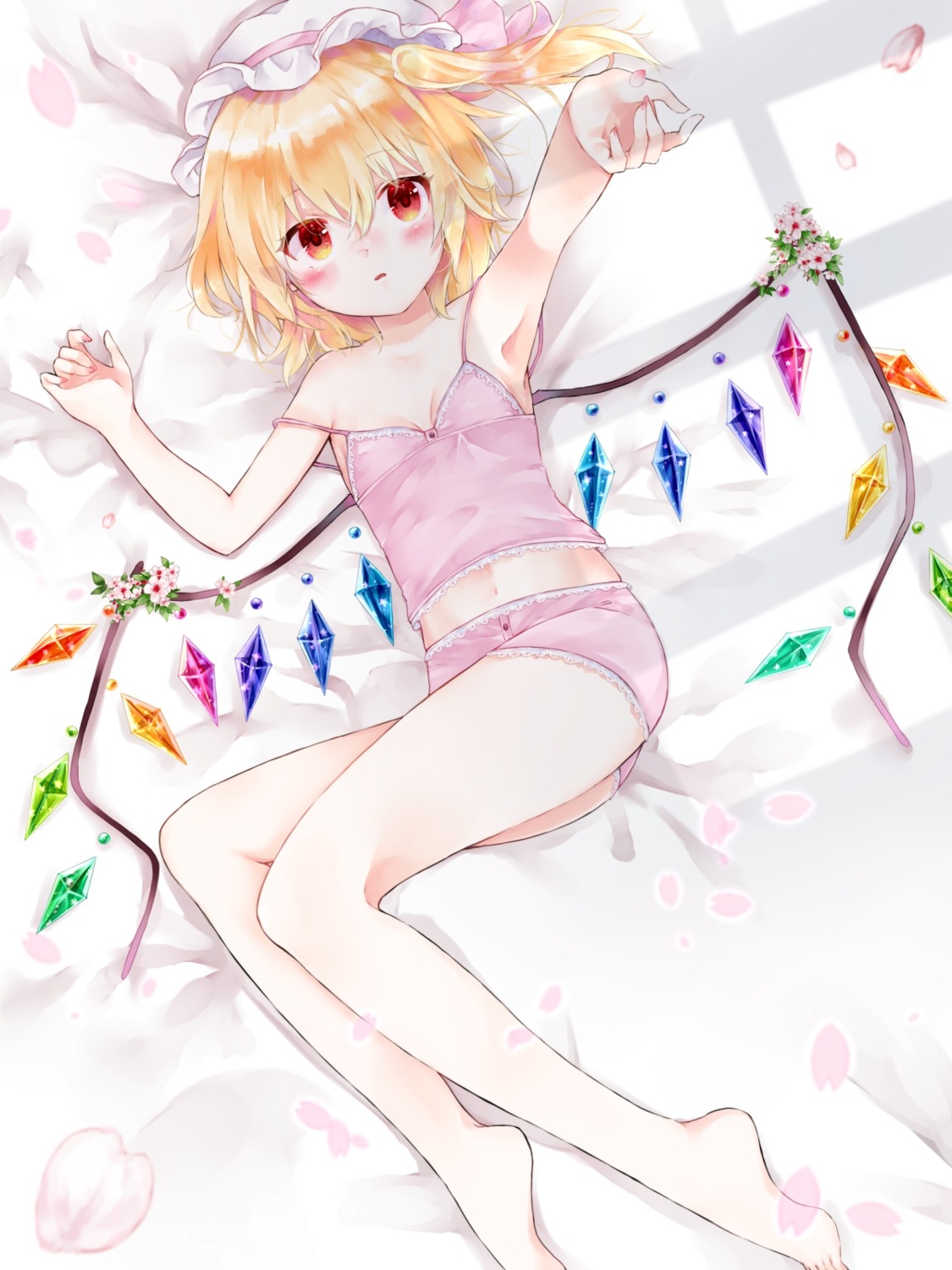 cleavage, flandre_scarlet, lingerie, pantsu, touhou, wings, yurara_(aroma42enola)