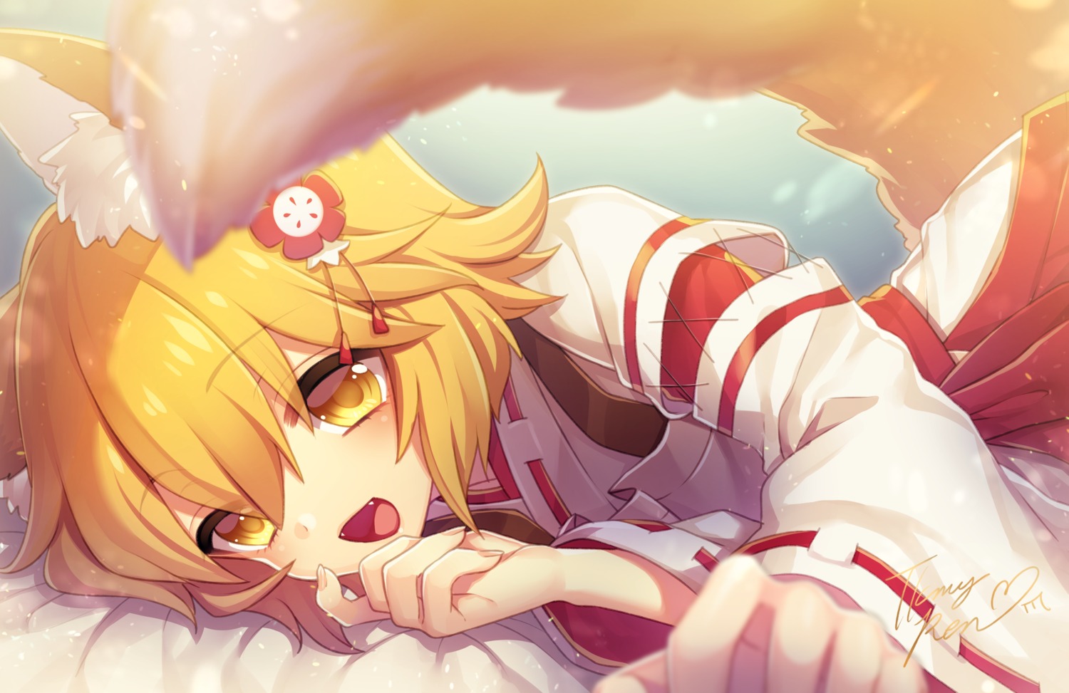 animal_ears, japanese_clothes, kitsune, miko, senko-san, sewayaki_kitsune_no_senko-san, tail, takamiya_ren