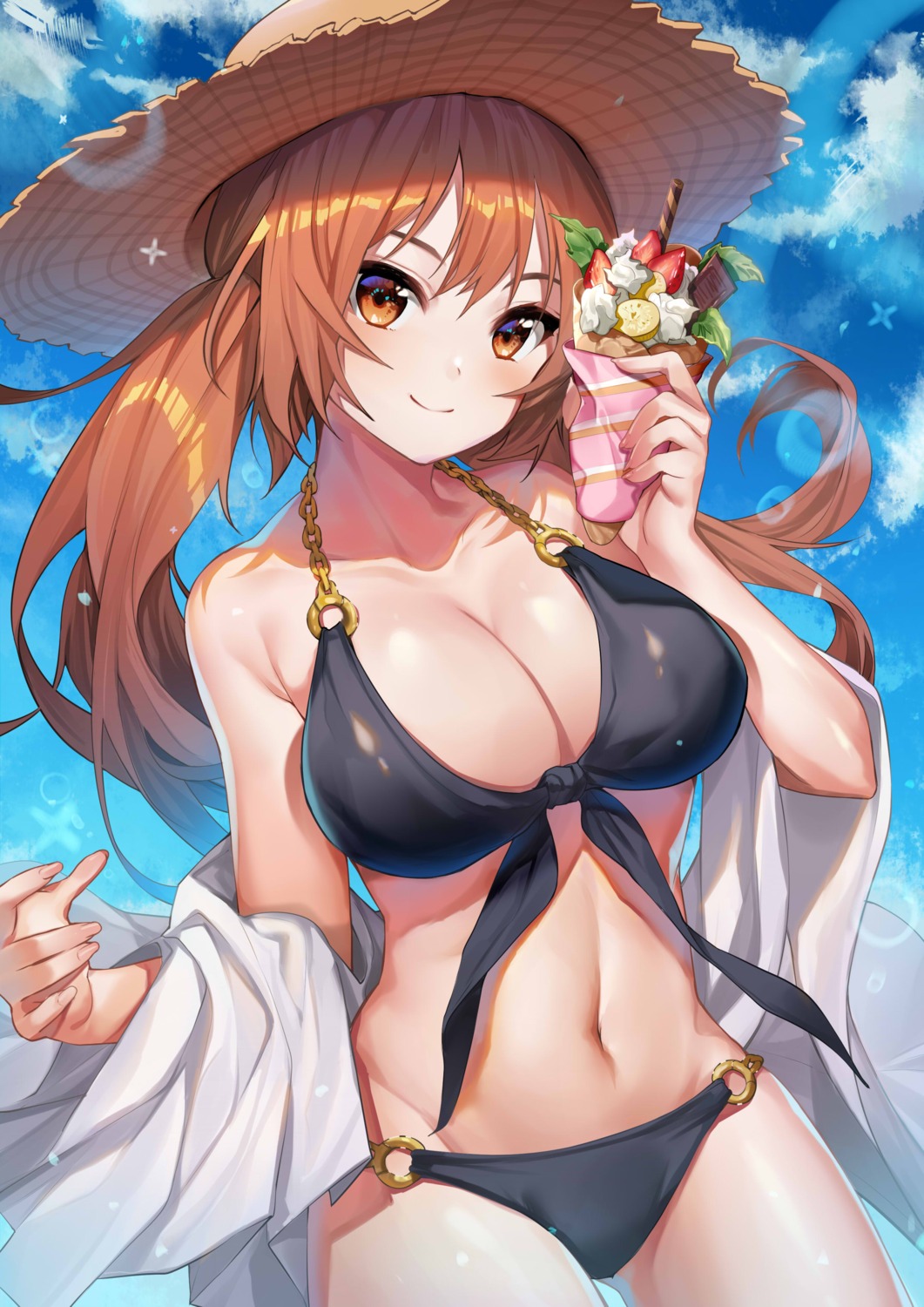 bikini, cleavage, ihachisu, open_shirt, swimsuits