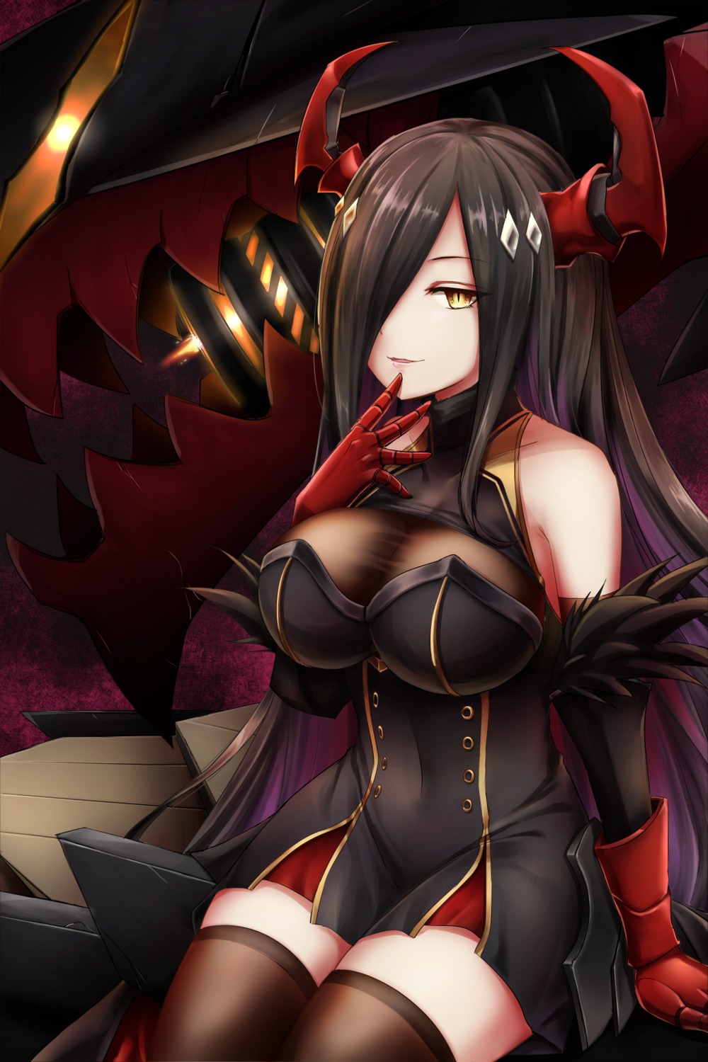 azur_lane, chysk_hm, friedrich_der_grosse_(azur_lane), horns, see_through, thighhighs