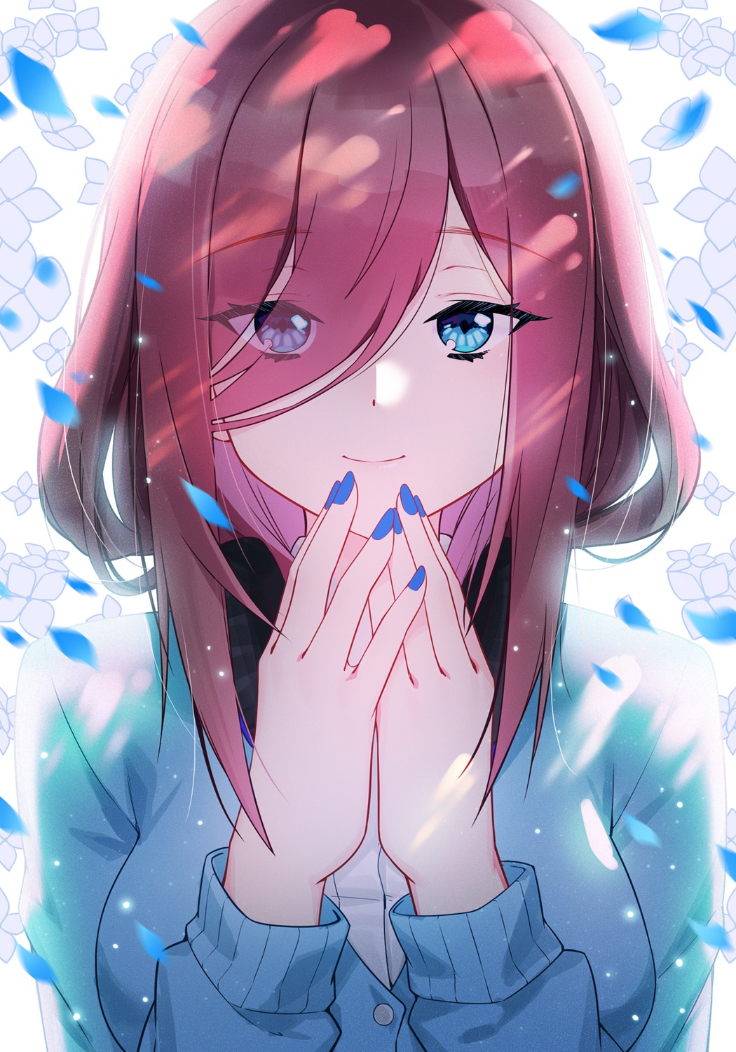 5-toubun_no_hanayome, headphones, nakano_miku, seifuku, sweater, zhanzheng_zi