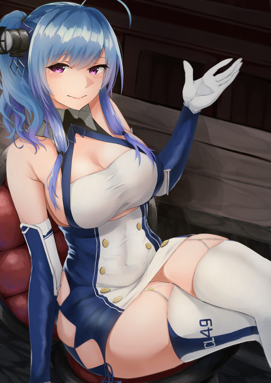 azur_lane, cleavage, hitsuji_(sheepsb22), st._louis_(azur_lane), stockings, thighhighs