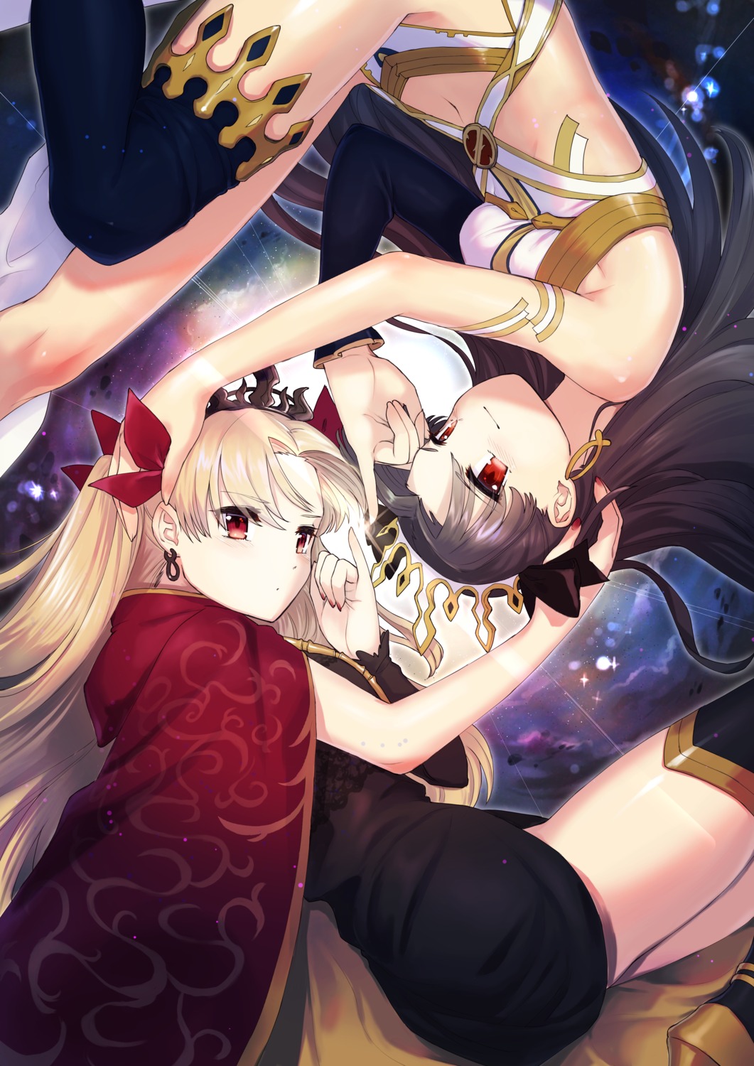 bikini_armor, dress, ereshkigal_(fate), fate/grand_order, ishtar_(fate), sahara1127, thighhighs