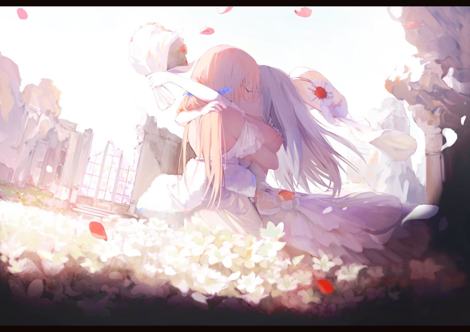 dress, g36_(girls_frontline), g36c_(girls_frontline), girls_frontline, liliespastry, wedding_dress, yuri