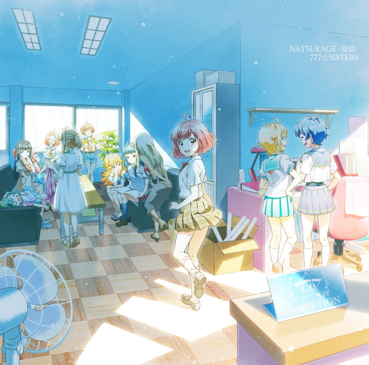 disc_cover, heels, seifuku, skirt_lift, sweater, tagme, tokyo_7th_sisters