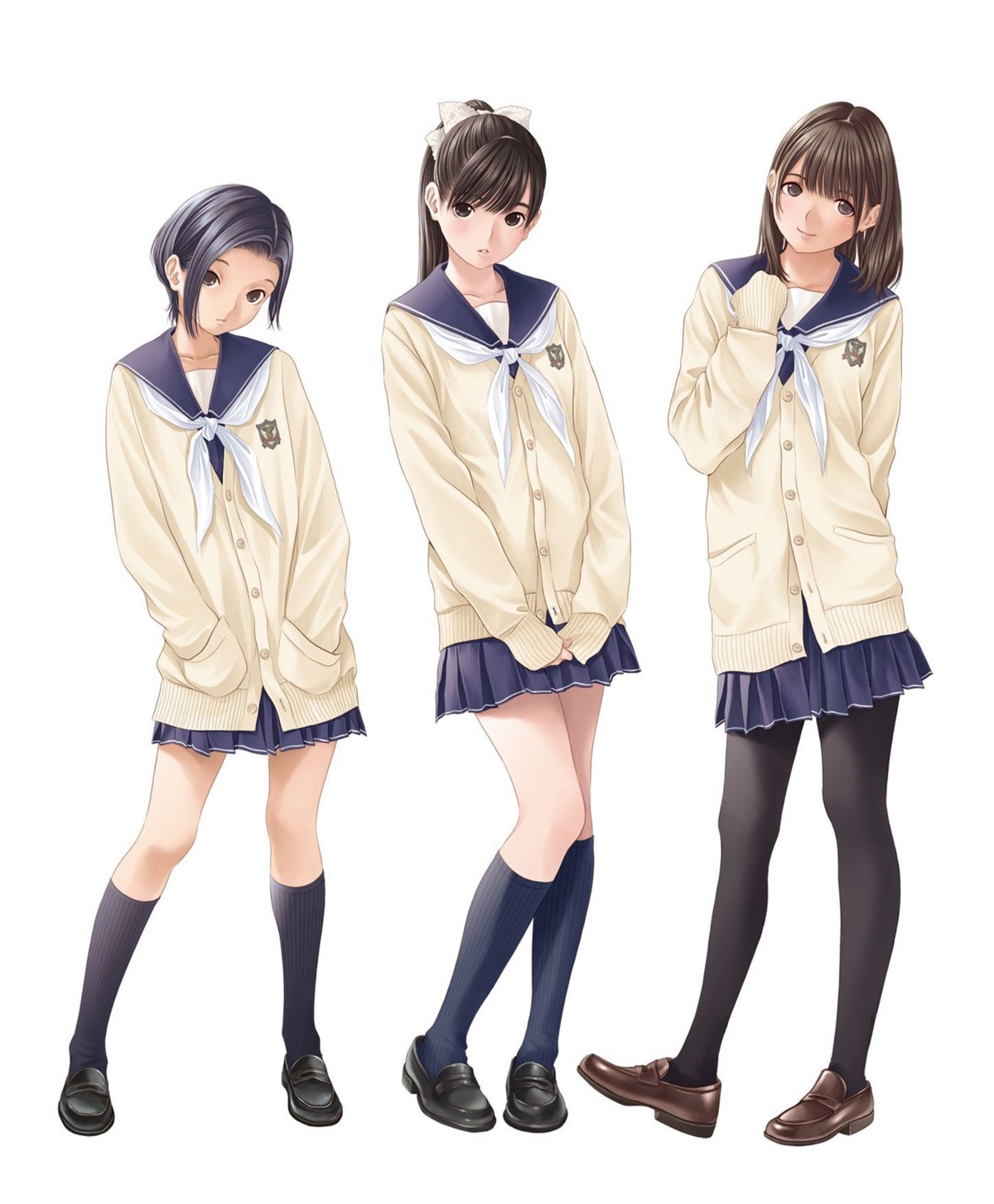 anegasaki_nene, heels, kobayakawa_rinko, love_plus, mino_taro, pantyhose, seifuku, sweater, takane_manaka