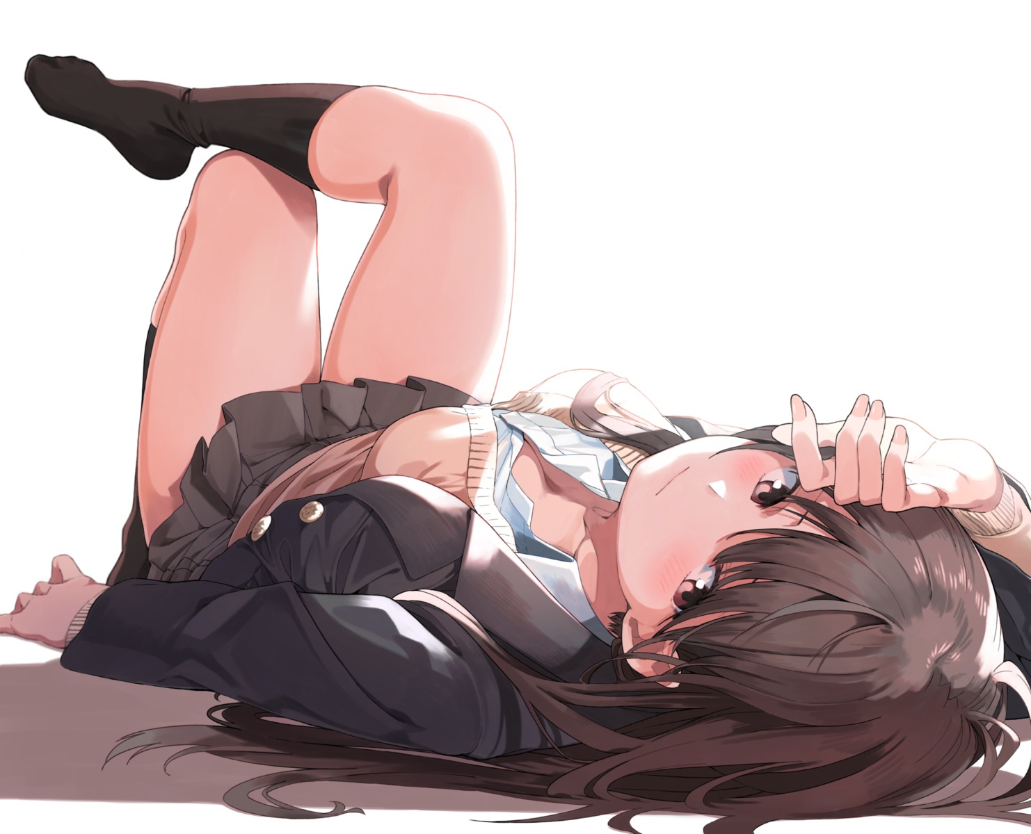 amu_(258shin), cleavage, seifuku, sweater