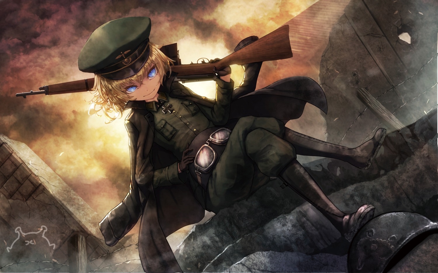 gun, namacotan, tanya_degurechaff, uniform, youjo_senki