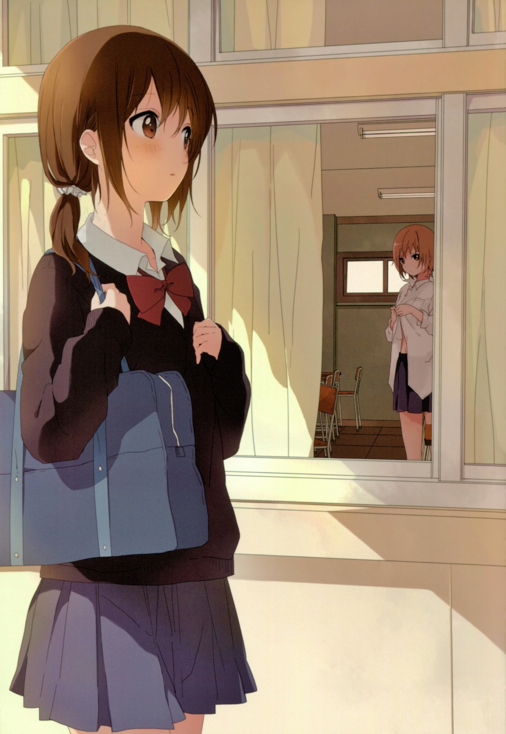 namori, seifuku, sweater, undressing