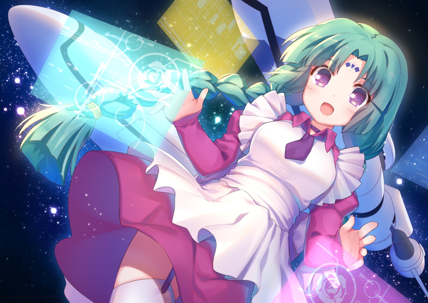 jiang-ge, lost_universe, maid, skirt_lift, stockings, thighhighs