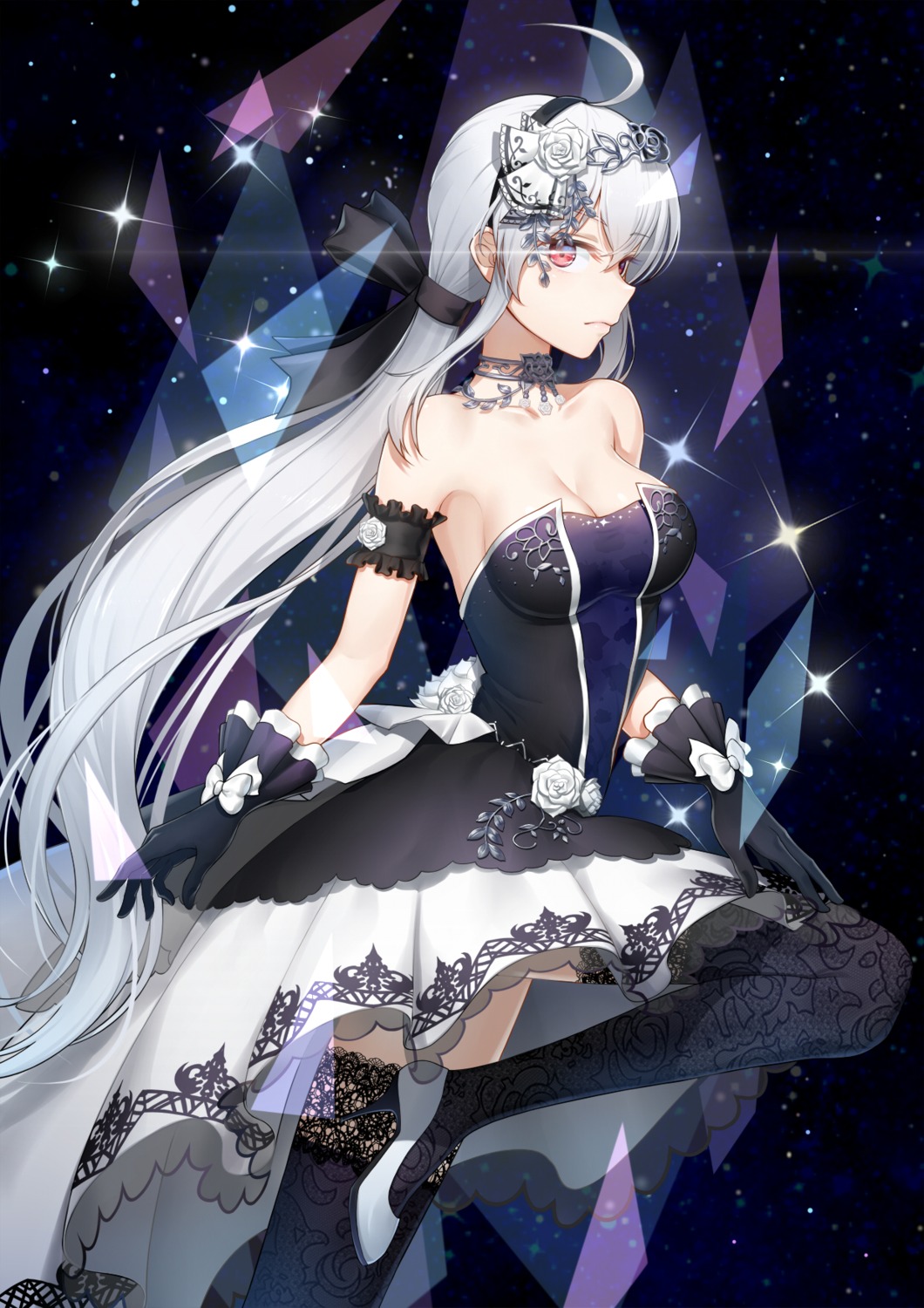 anarchojs, cleavage, dress, heels, thighhighs, vocaloid, yowane_haku
