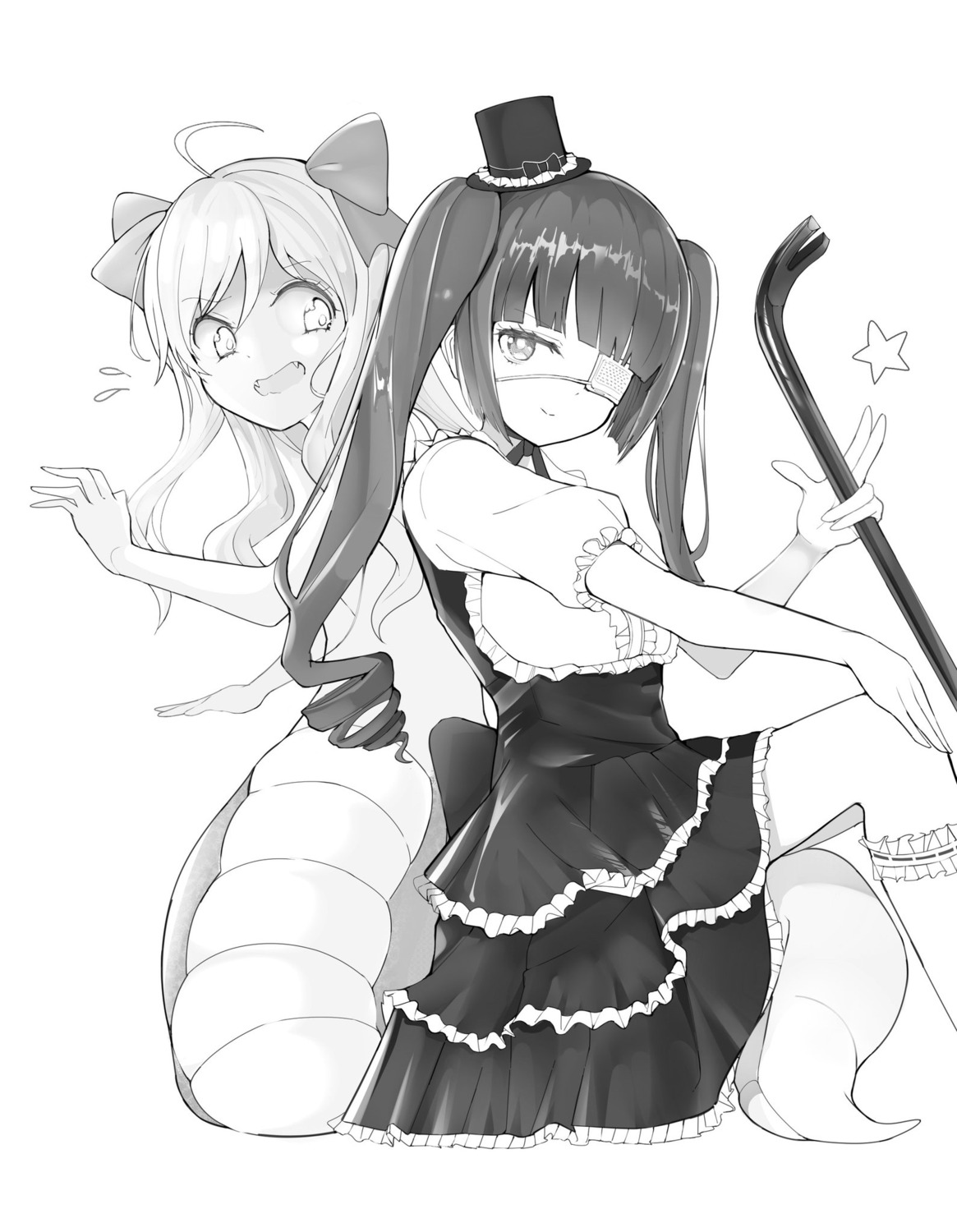 dress, eyepatch, garter, gothic_lolita, hanazono_yurine, jashin-chan, jashin-chan_dropkick, lolita_fashion