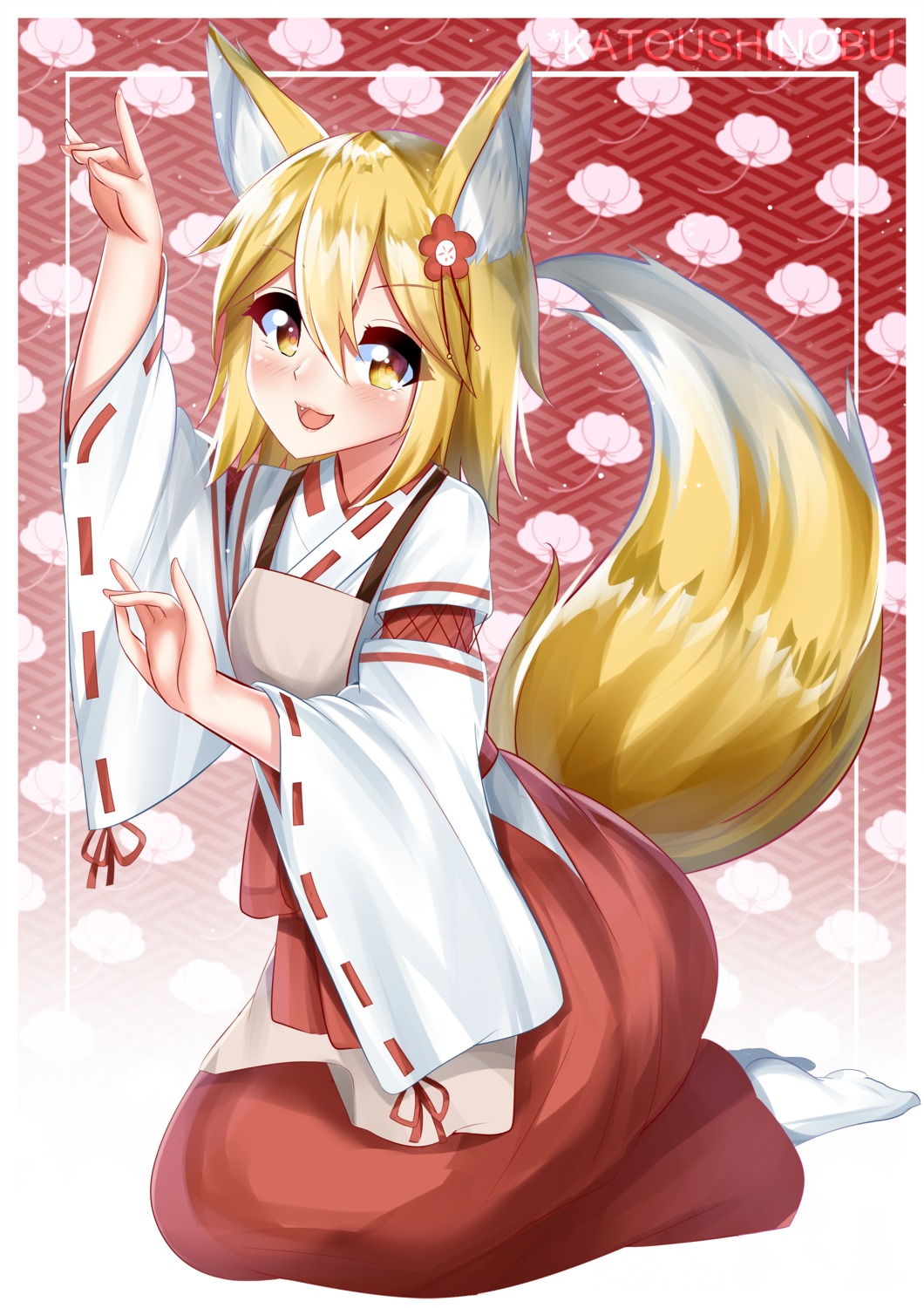 animal_ears, katou_shinobu, kitsune, miko, senko-san, sewayaki_kitsune_no_senko-san, tail