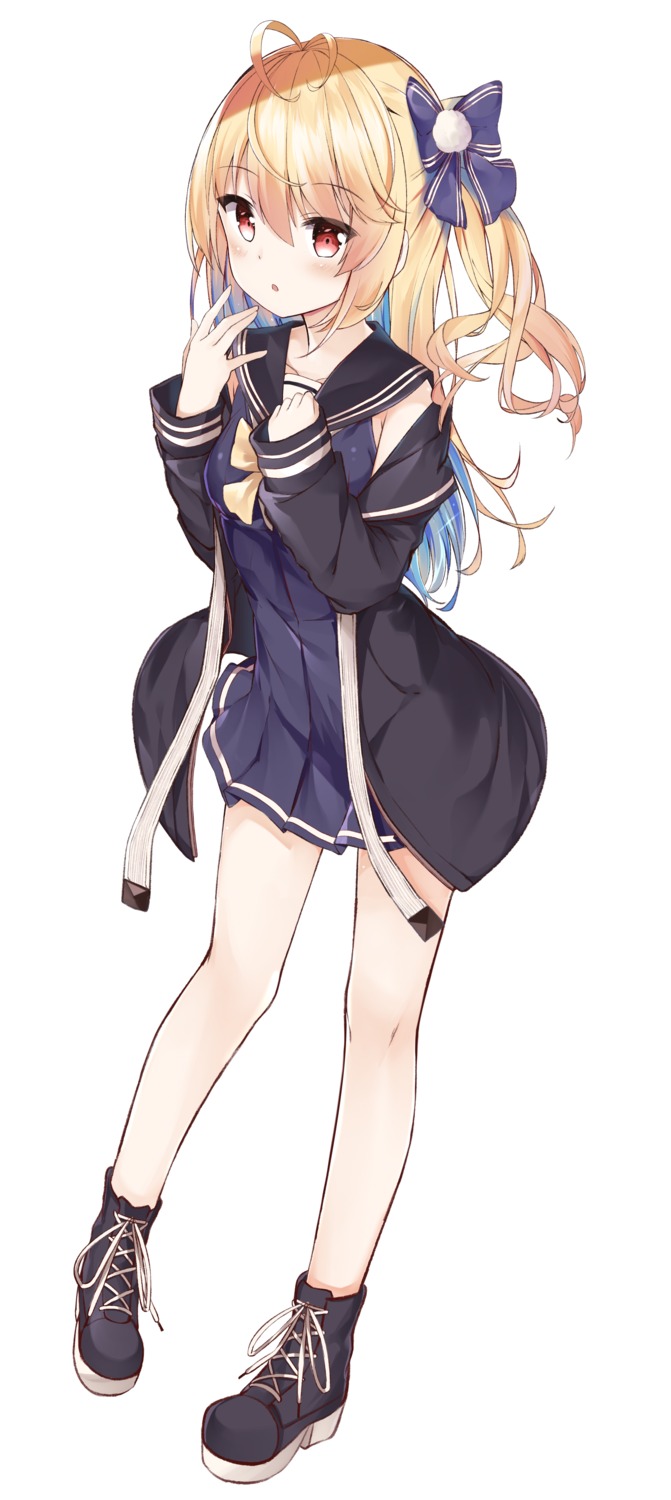 breast_hold, fuyuki030, heels, seifuku