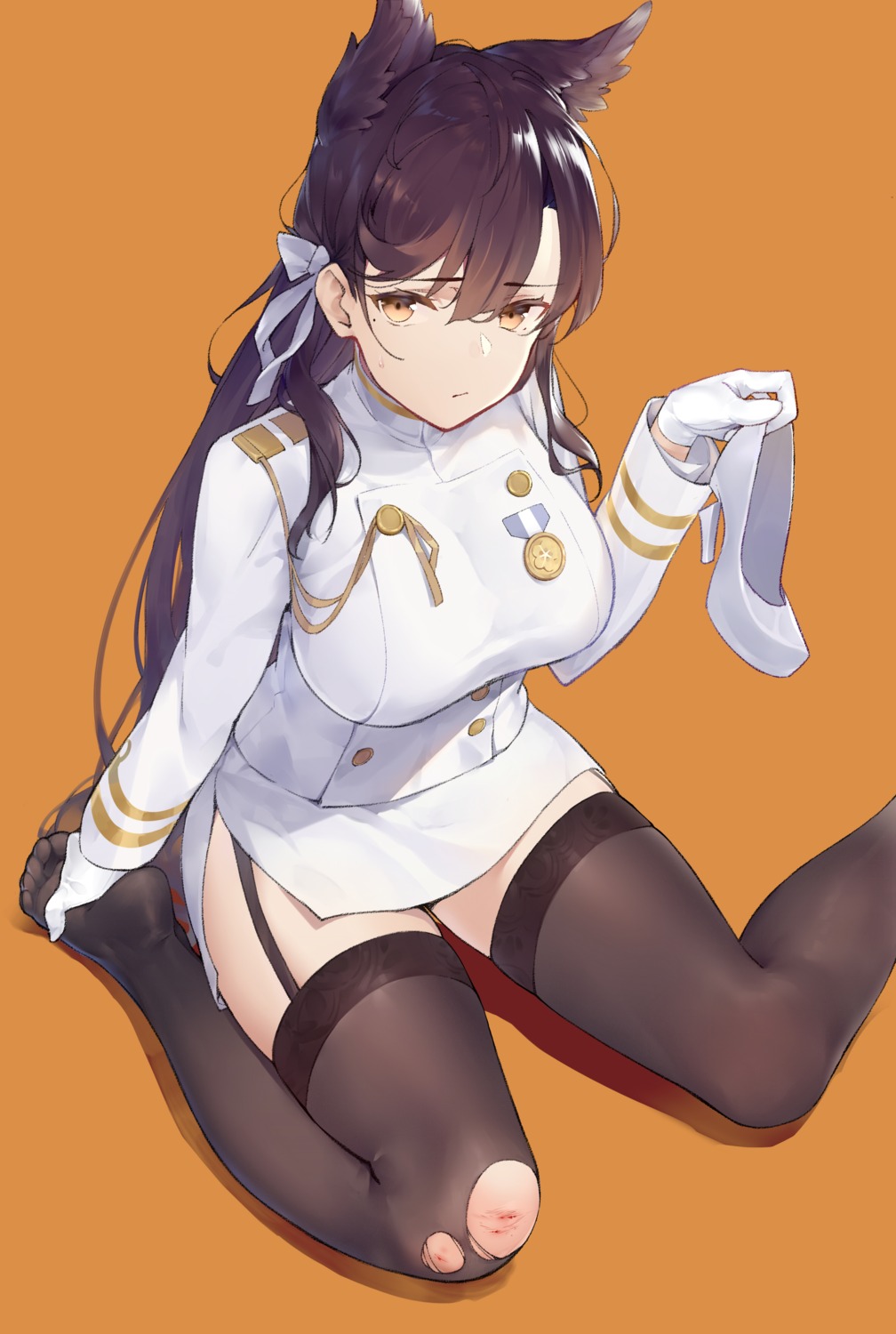 animal_ears, atago_(azur_lane), azur_lane, blood, heels, stockings, thighhighs, torn_clothes