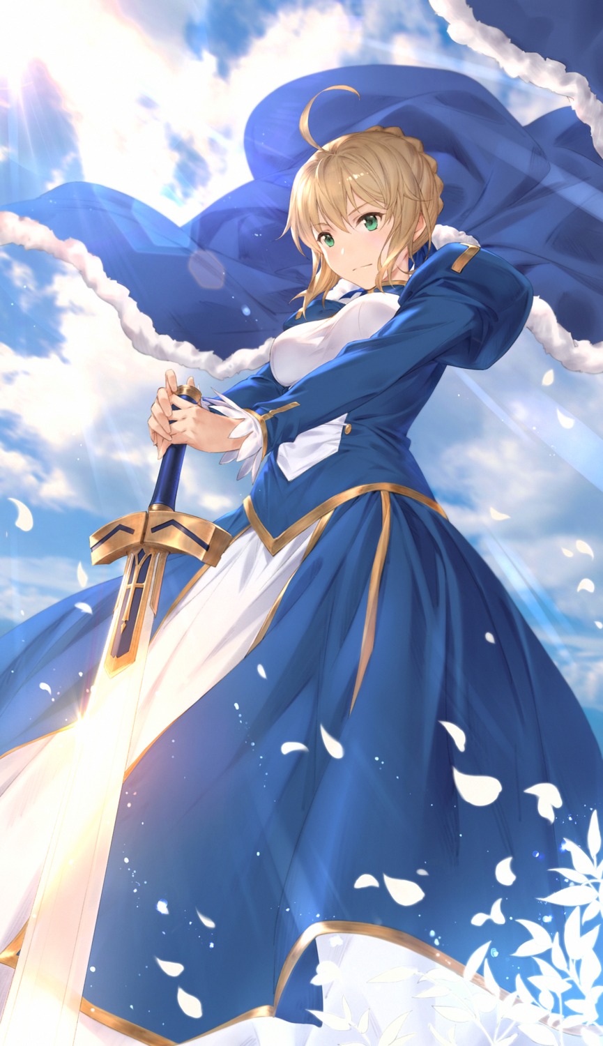 artoria_pendragon_(fate), dress, fate/stay_night, sword, yijian_ma