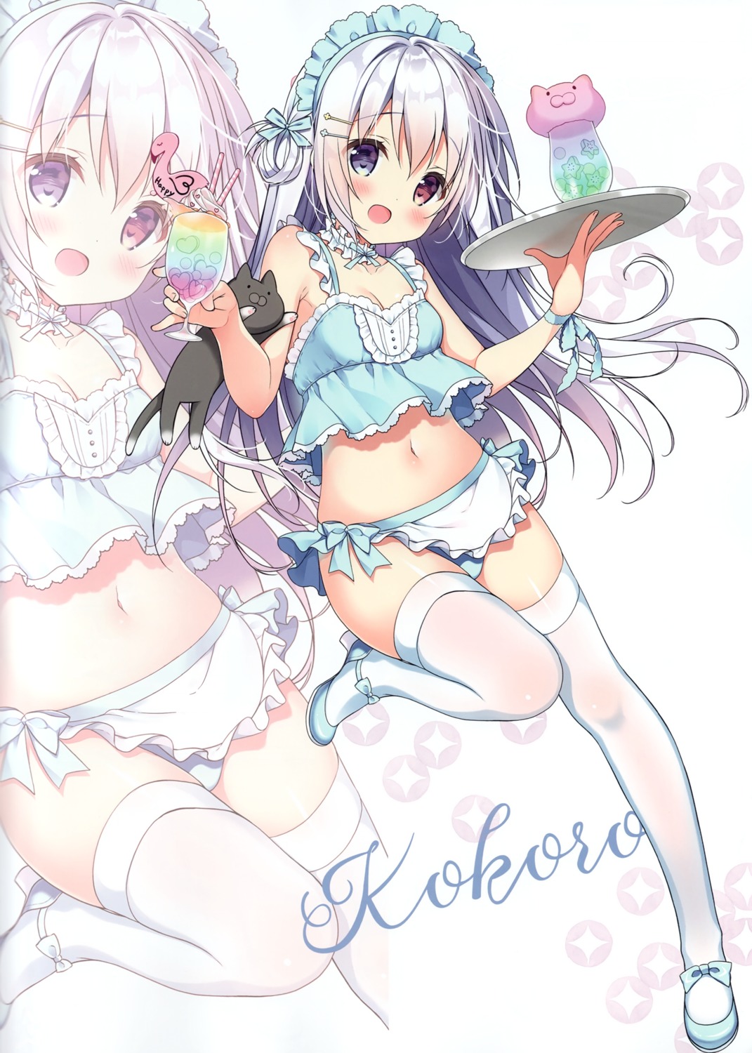 chocolate_cube, cleavage, heels, maid, miwa_futaba, neko, pantsu, thighhighs