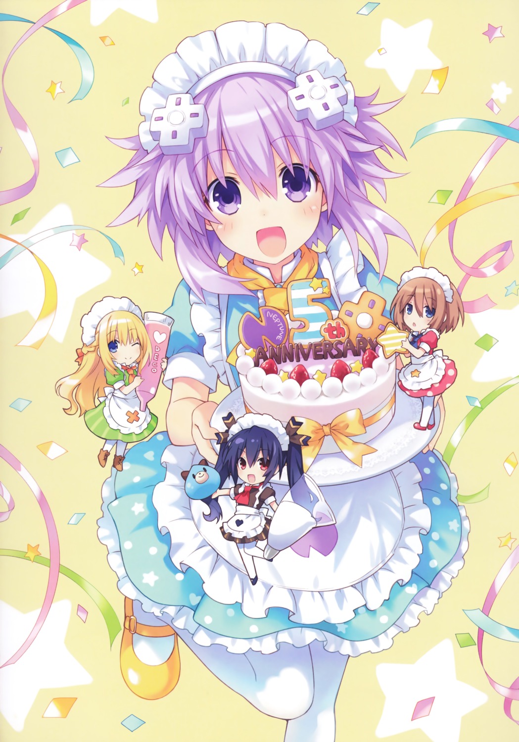 blanc, chibi, choujigen_game_neptune, maid, neptune, noire, pantyhose, tsunako, vert