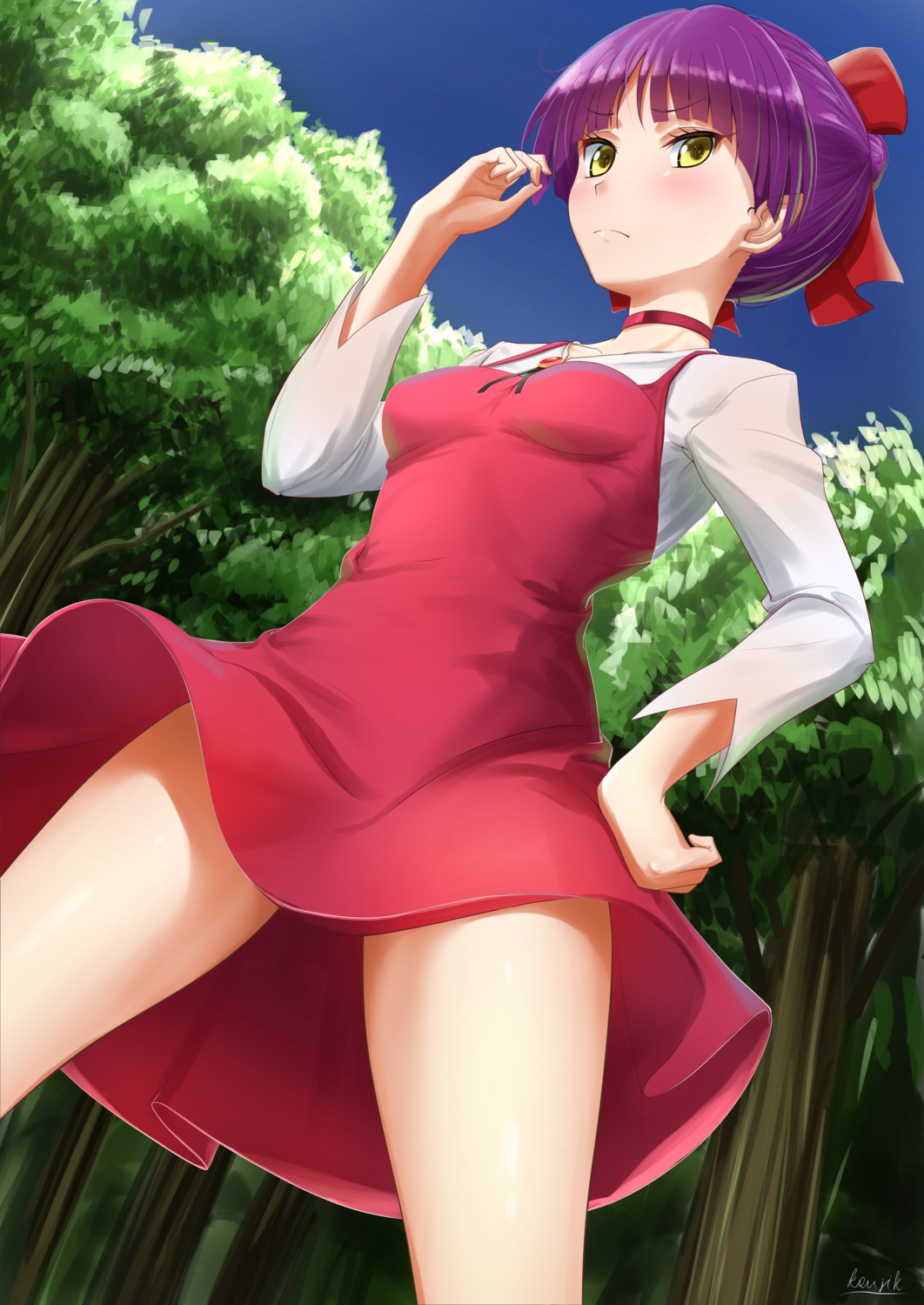 dress, gegege_no_kitarou, neko_musume, pointy_ears, skirt_lift, tagme
