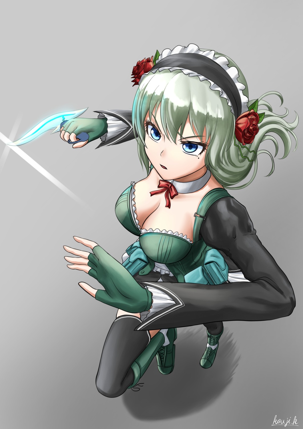 cleavage, heels, mahou_shoujo_tokushusen_asuka, ootorii_asuka, tagme, thighhighs, weapon