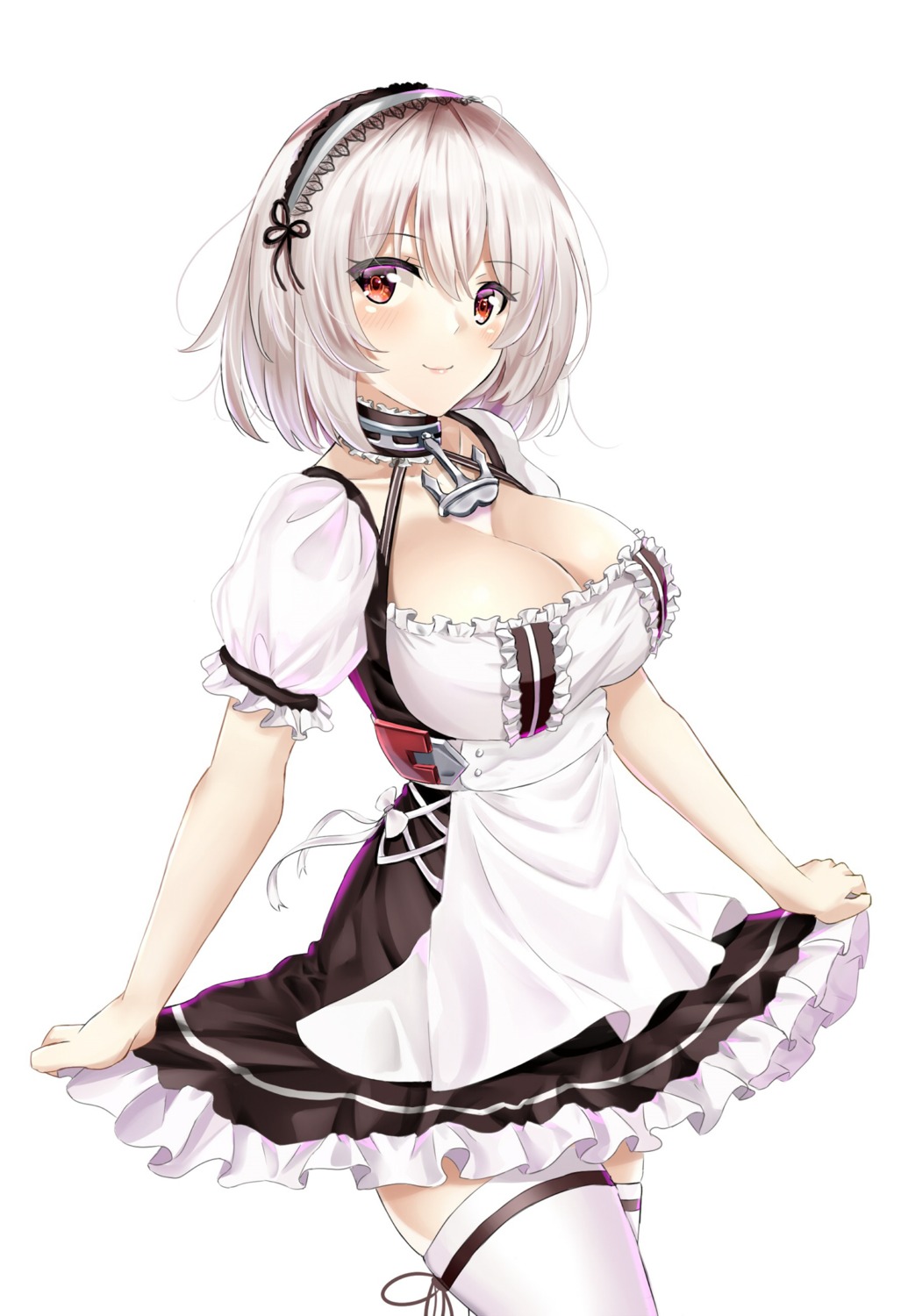arikawa_rui, azur_lane, cleavage, maid, sirius_(azur_lane), skirt_lift, thighhighs