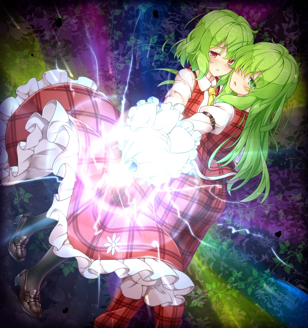 aka_tawashi, heels, kazami_yuuka, skirt_lift, touhou