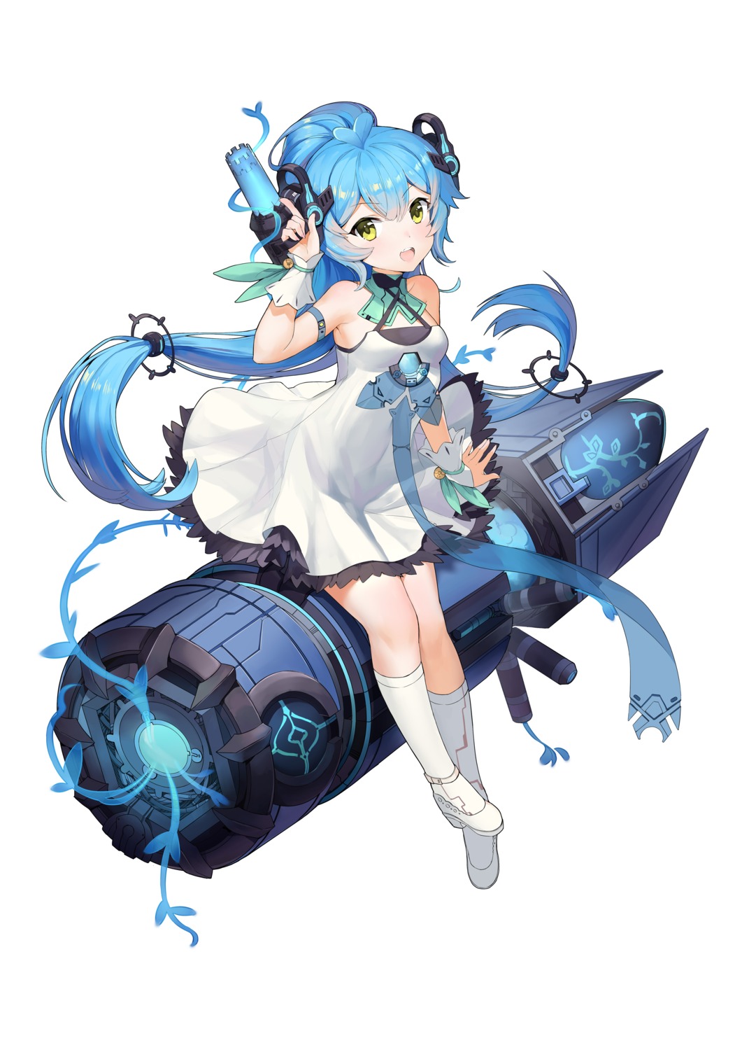 boku_koyuki_mx, dress, heels, horns, mecha_musume, see_through, weapon