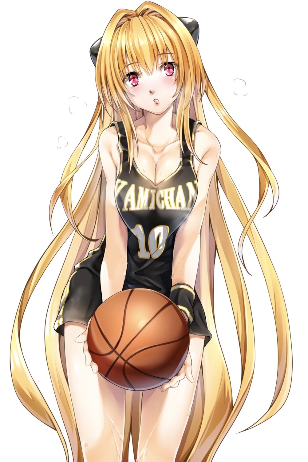 basketball, breast_hold, cleavage, imo_(artist), konjiki_no_yami, to_love_ru, uniform