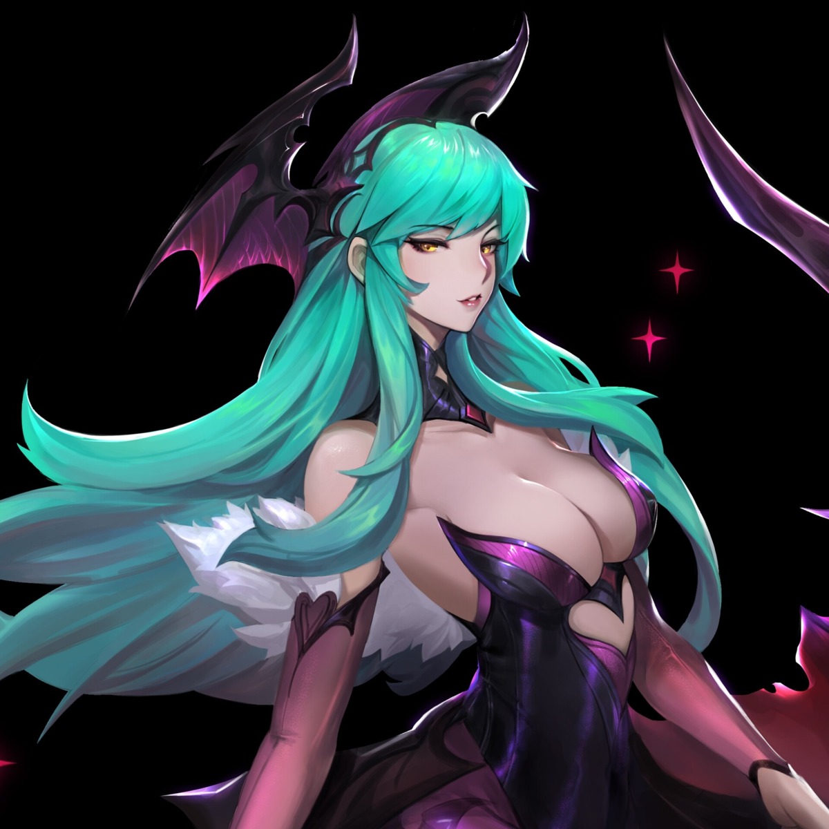 dark_stalkers, leotard, morrigan_aensland, no_bra, pantyhose, steve_zheng, wings