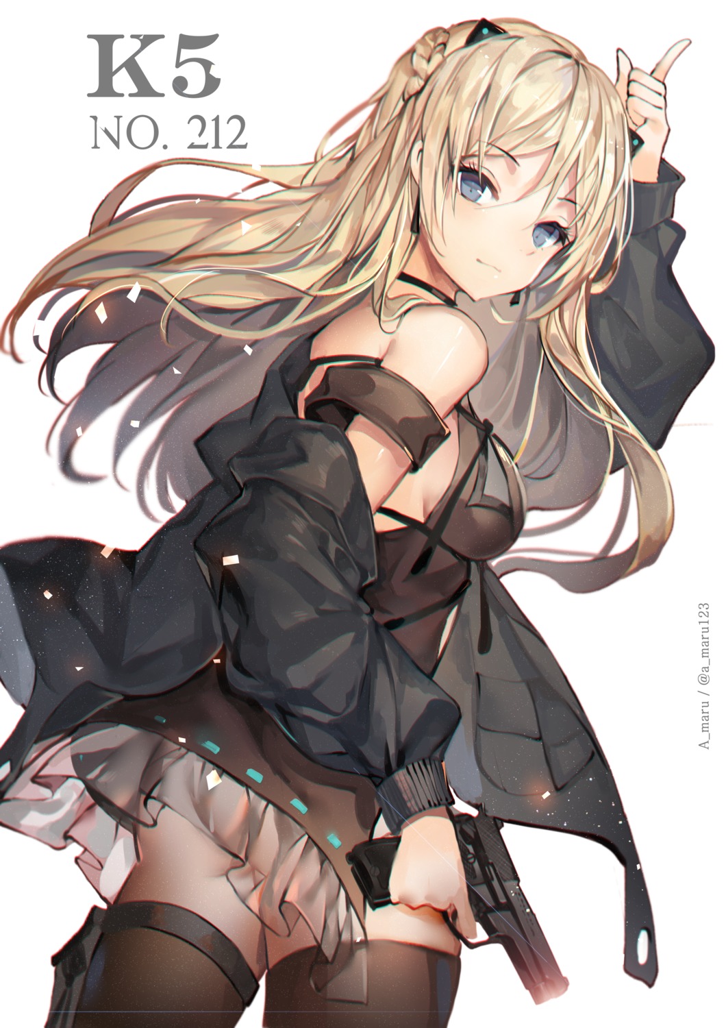 ass, girls_frontline, gun, k5_(girls_frontline), pantsu, see_through, thighhighs, unity_(ekvmsp02)