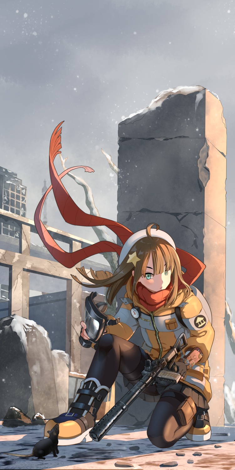 garter, gun, heels, katyusha_tyumen, pantyhose, project_lucca, rina_(shen4705498), skirt_lift