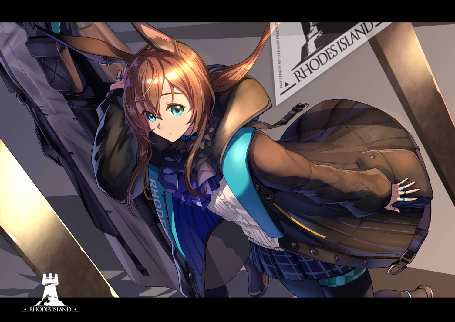 amiya_(arknights), animal_ears, arknights, bunny_ears, garter, pantyhose, rina_(shen4705498)