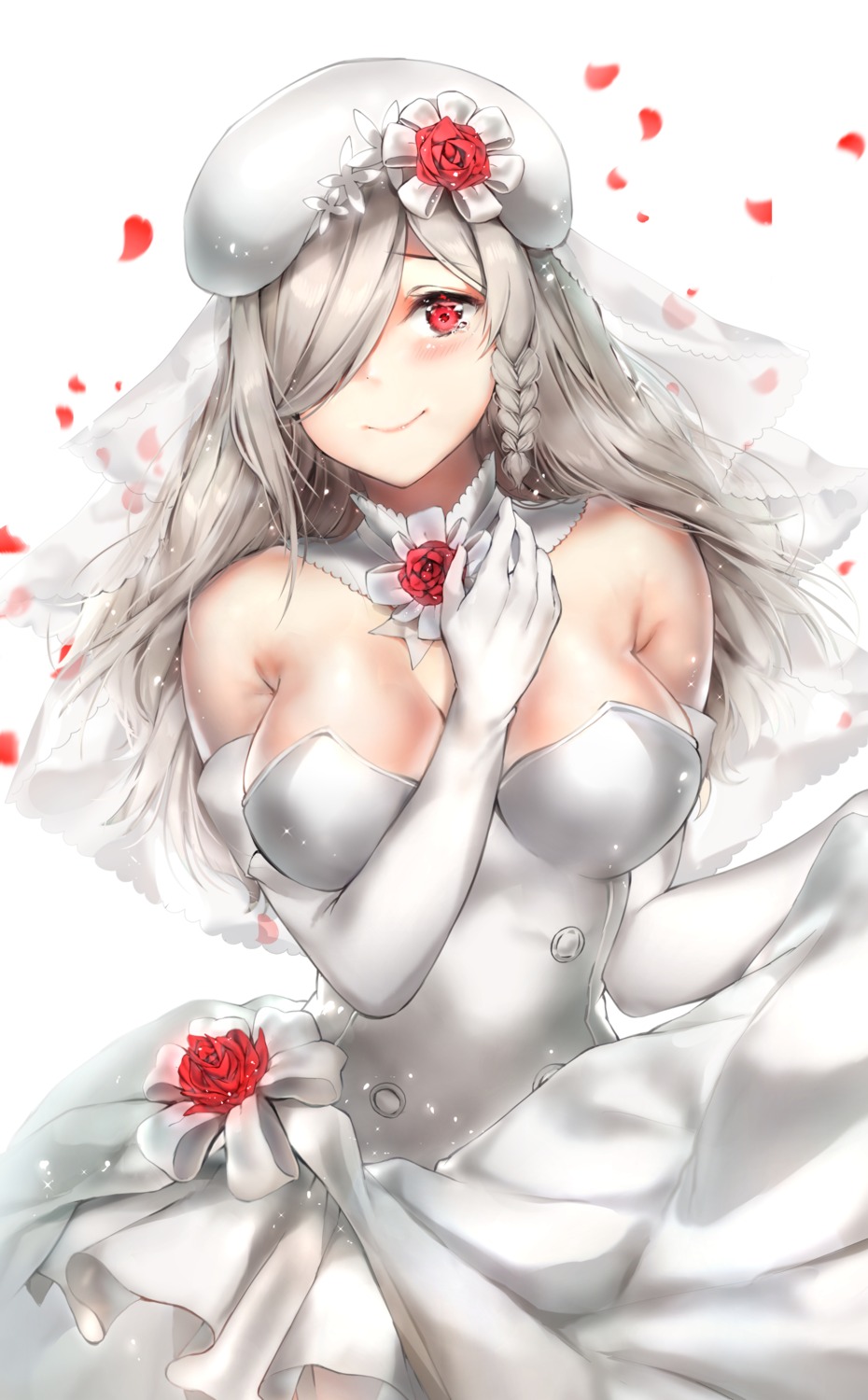 breast_hold, cheosnuni, cleavage, dress, g36c_(girls_frontline), girls_frontline, wedding_dress