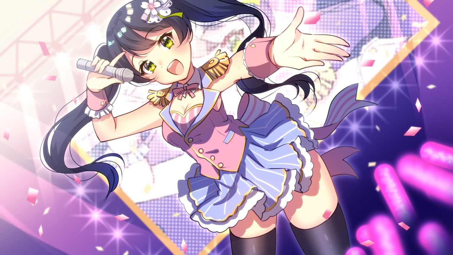 cleavage, haikawa_sakurako, haikawa_sakurako_ga_anata_ni_10-kai_(+1-kai)_kokuhaku_suru_batsu_game, rokumaru_inami, skirt_lift, thighhighs
