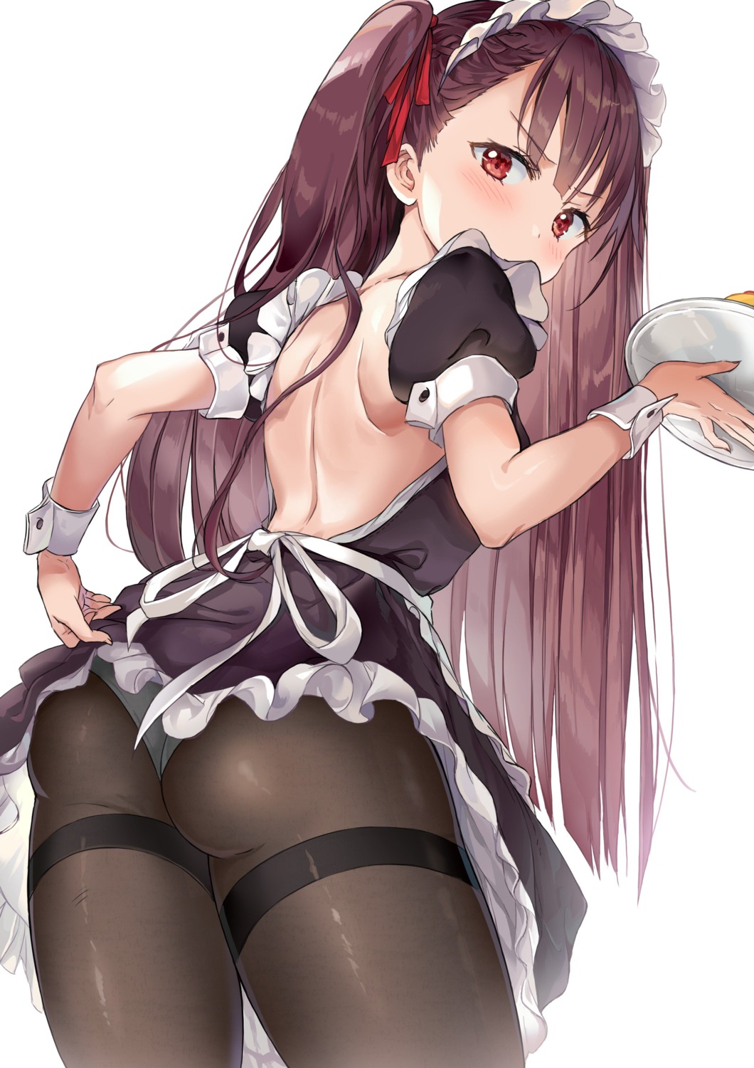 ass, girls_frontline, maid, no_bra, pantsu, pantyhose, saya_(mychristian2), wa2000_(girls_frontline)