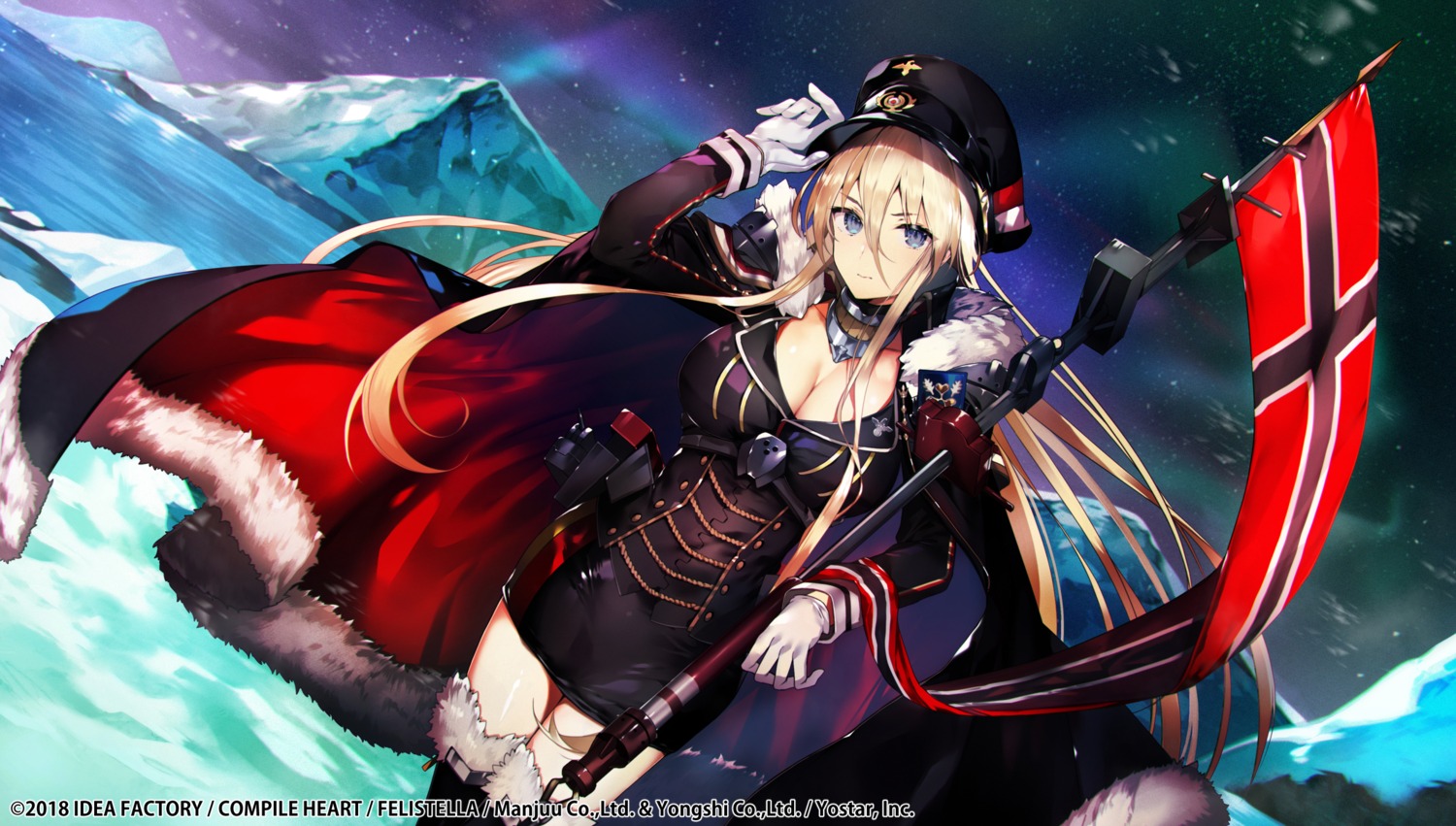 azur_lane, bismarck_(azur_lane), cleavage, tetsubuta, thighhighs, uniform