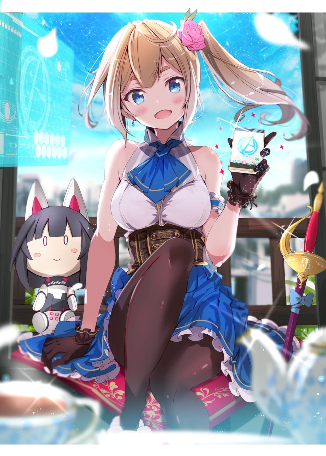 agatsuma_kaede, alice_gear_aegis, chibi, fuku_kitsune, lily_sears, pantyhose, sword