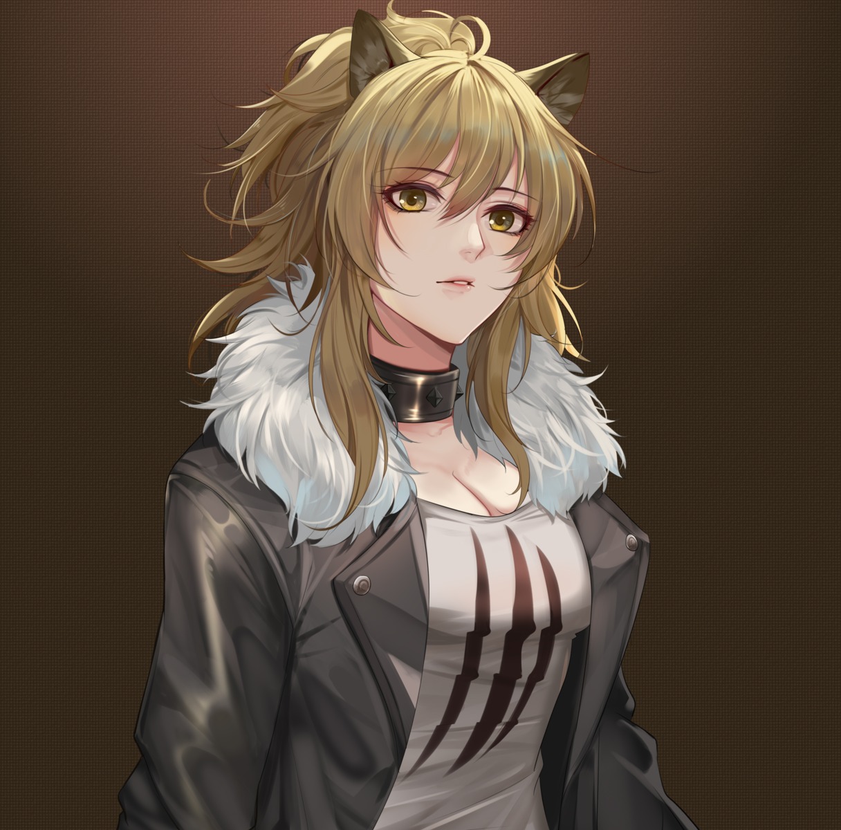 animal_ears, arknights, cleavage, lan_yu, siege_(arknights)