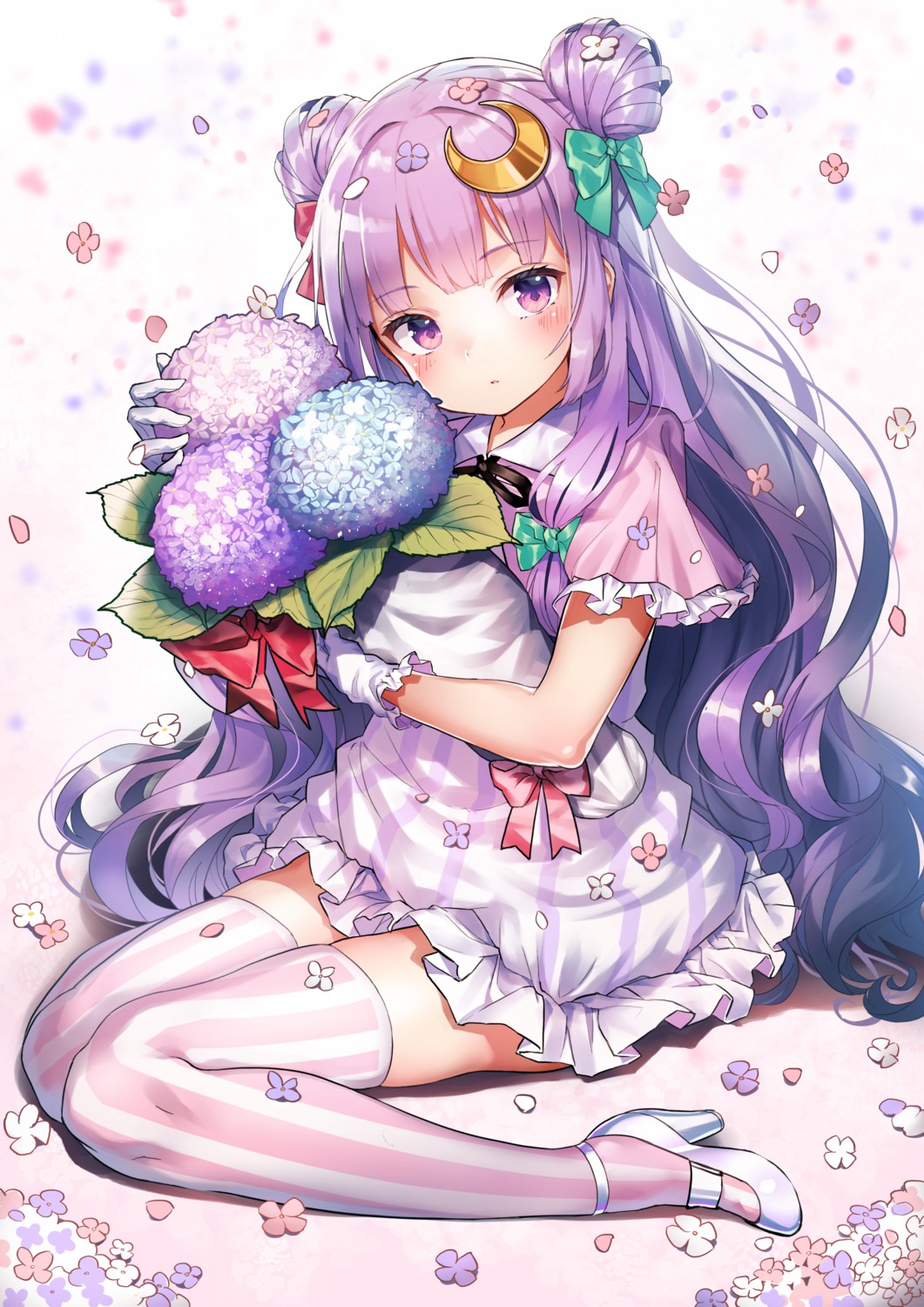 dress, heels, patchouli_knowledge, pyonsuke_(pyon2_mfg), thighhighs, touhou